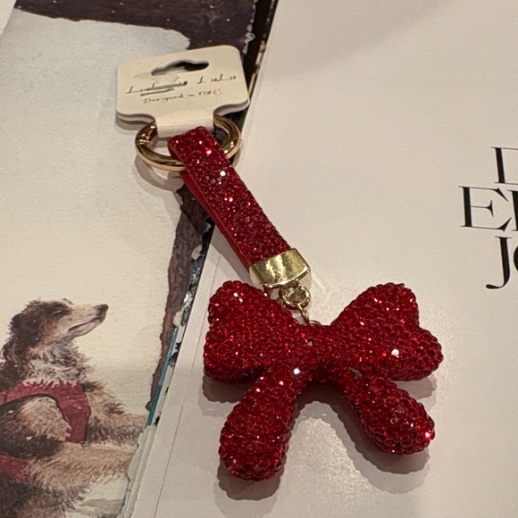 ❤️ Red Rhinestone Bow Keychain - Picture 3 of 8